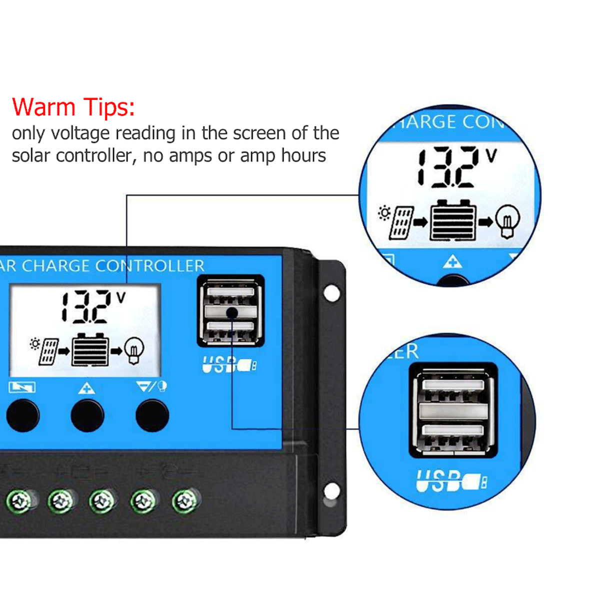 30A Solar Panel Battery Charge Controller 12V/24V LCD Regulator USB ...