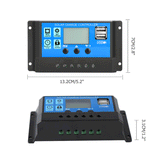 30A Solar Panel Battery Charge Controller 12V/24V LCD Regulator Auto Dual USB US