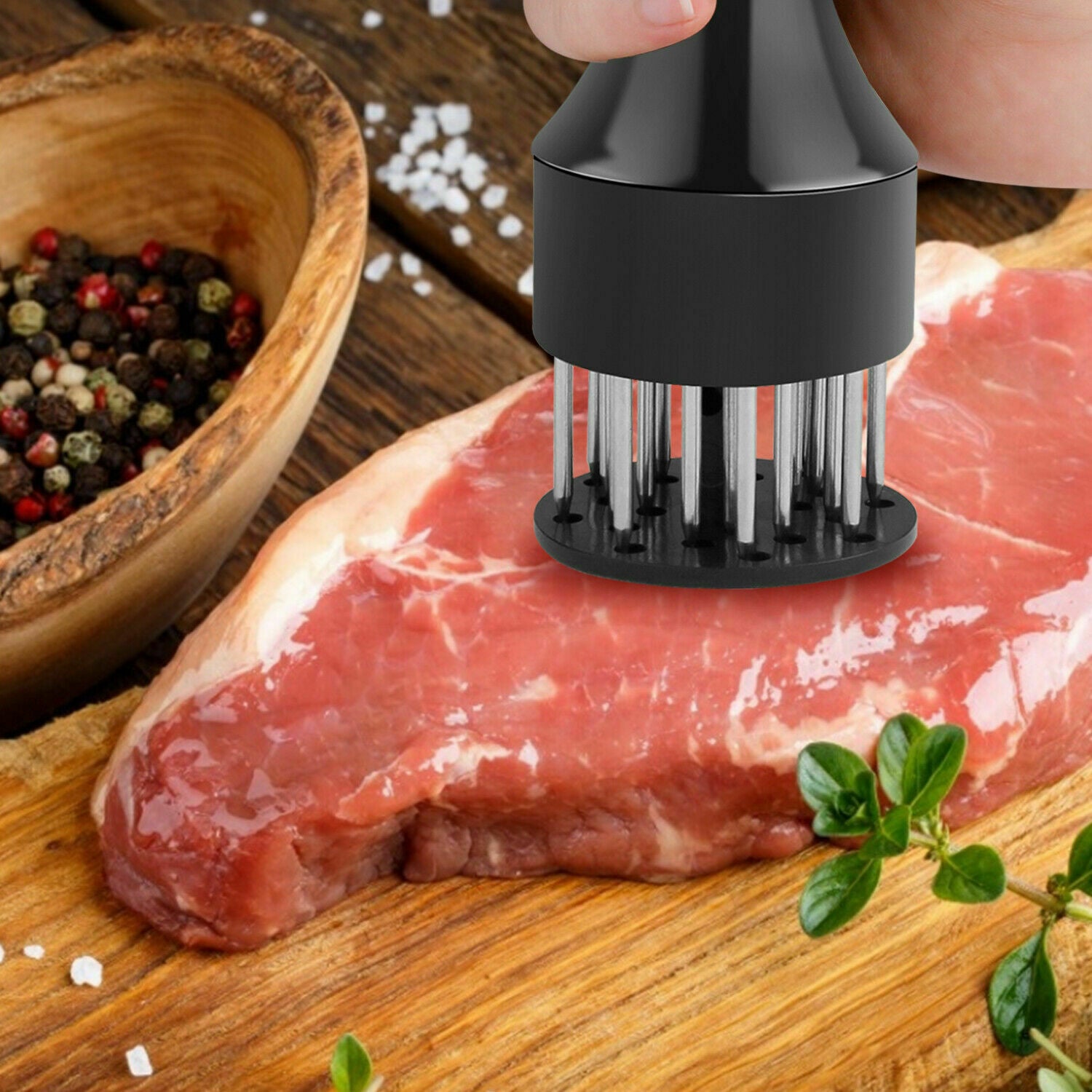 Stainless Steel Meat Tenderizer Needle & Hammer For Steak, Pork