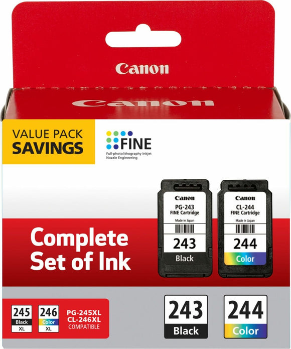 Canon PG-243 Black and CL-244 Tri-Color Ink Cartridges