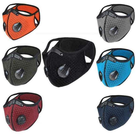 Sports Face Mask With 5 Layer Filter Activated Carbon Pollution Cycling Pollen
