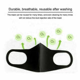 Air Purifying Reusable Face Mask w/PM 2.5 Carbon Filter and Breathing Valves BLK