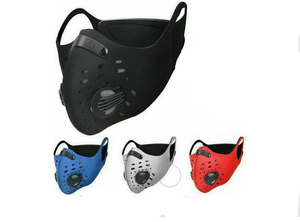 Air Purifying Reusable Face Mask w/PM 2.5 Carbon Filter and Breathing Valves BLK